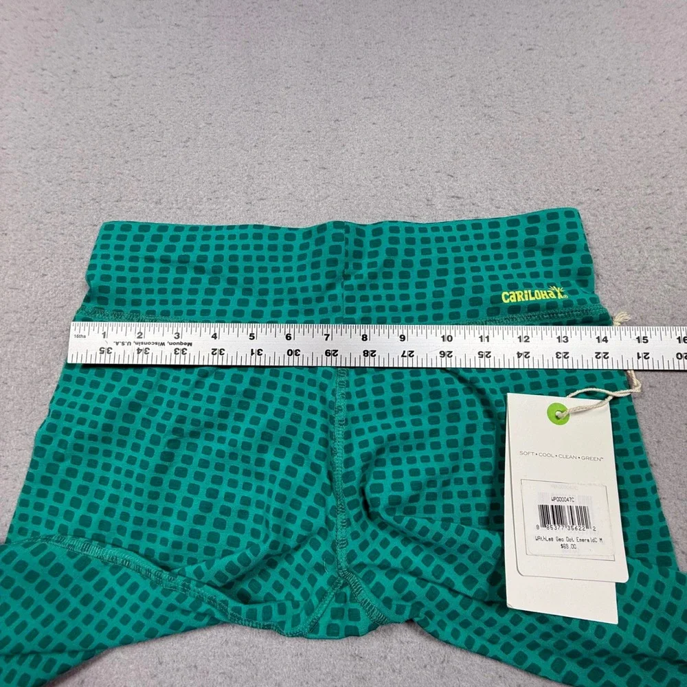 Cariloha Bamboo Fit Performance Leggings Emerald Geo Dot Green Womens Medium NWT